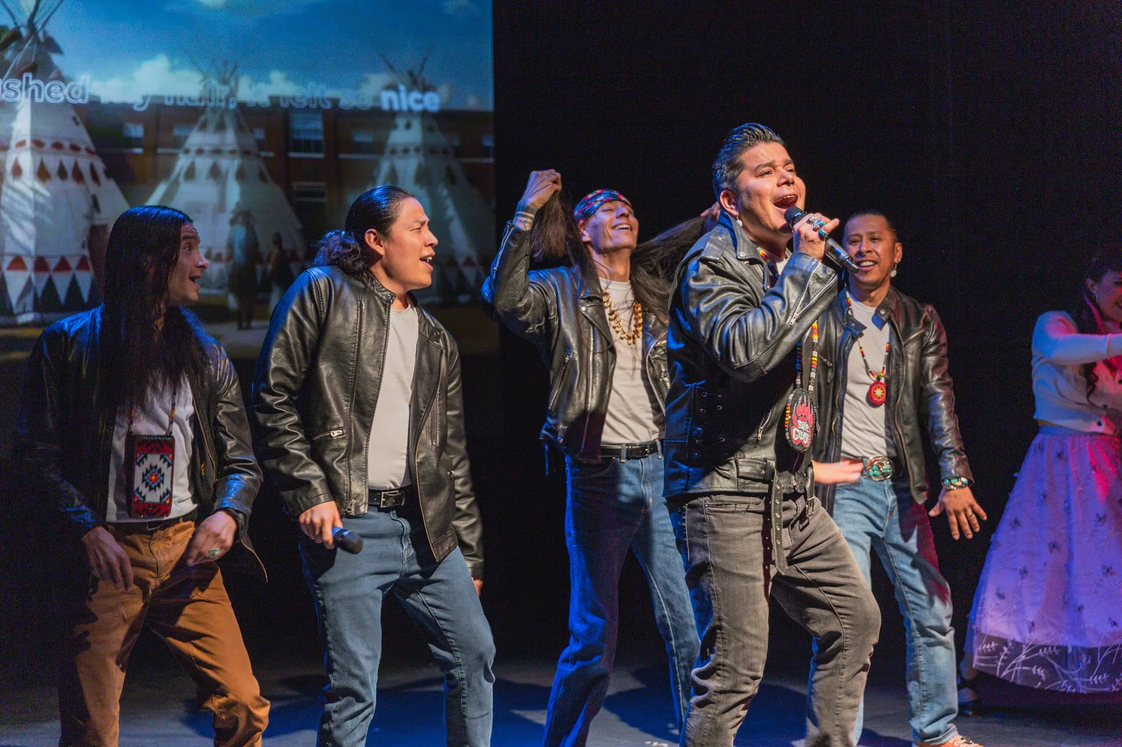 The cast of "Bear Grease" perform. 