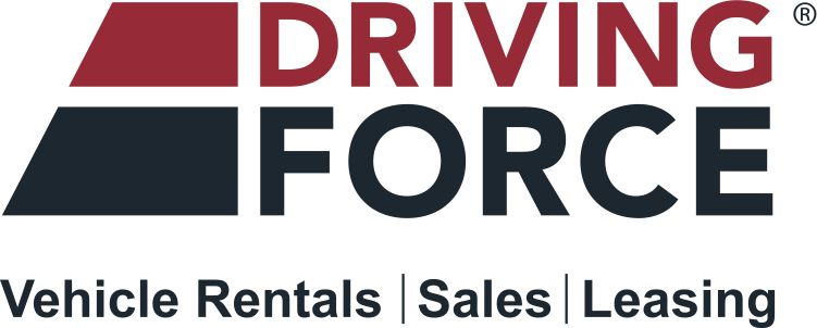 Driving Force Logo. Driving is in maroon text. Force is in black text.