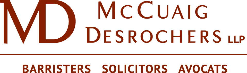 McCuaig Desrochers Logo. Maroon font.