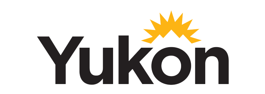 Yukon Government Logo - black text, yellow sun.